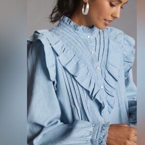 Love the Label  ~Anthropologie Denim  long sleeve shirt size XS + Large